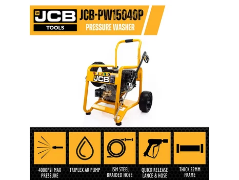 JCB JCB-PW15040P 4000psi/276bar 15hp engine Triplex AR Pump 15L/min Flow Rate Petrol Pressure Washer