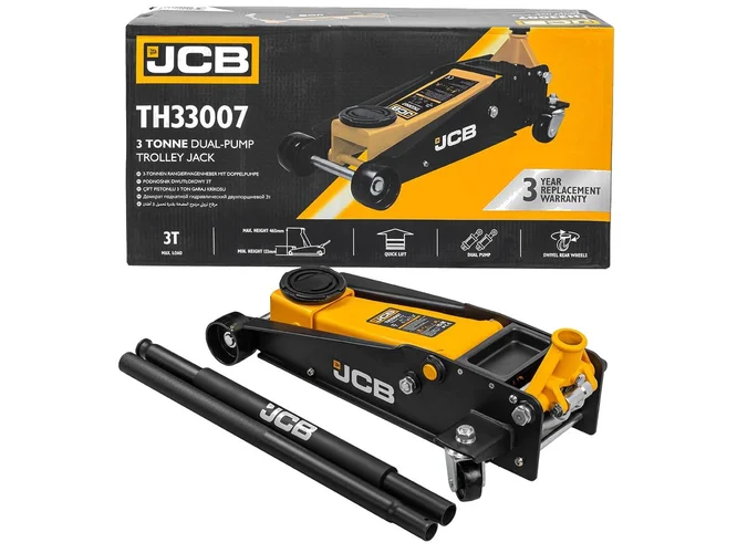 JCB JCB-TH33007  3 Tonne Double-Pump Hydraulic Trolley Jack