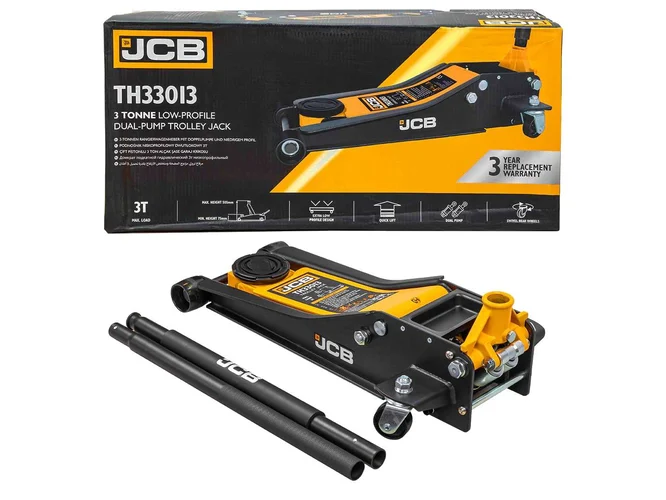 JCB JCB-TH33013  3 Tonne Low-Profile Double-Pump Trolley Jack