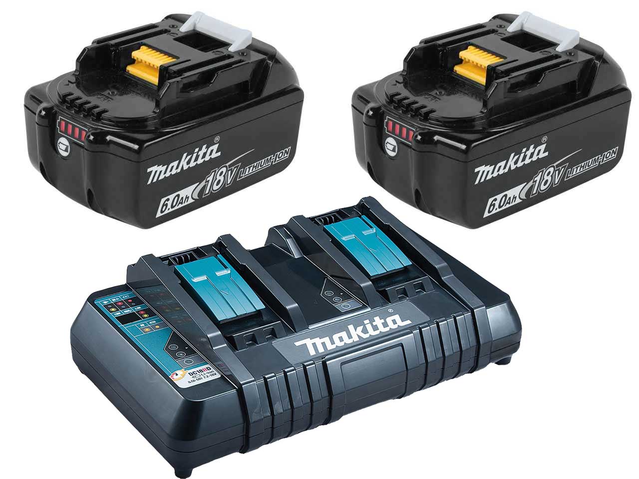 Makita BL1860BX2DC18RD 2 x 18v 6Ah LXT Li ion Battery Charger Kit