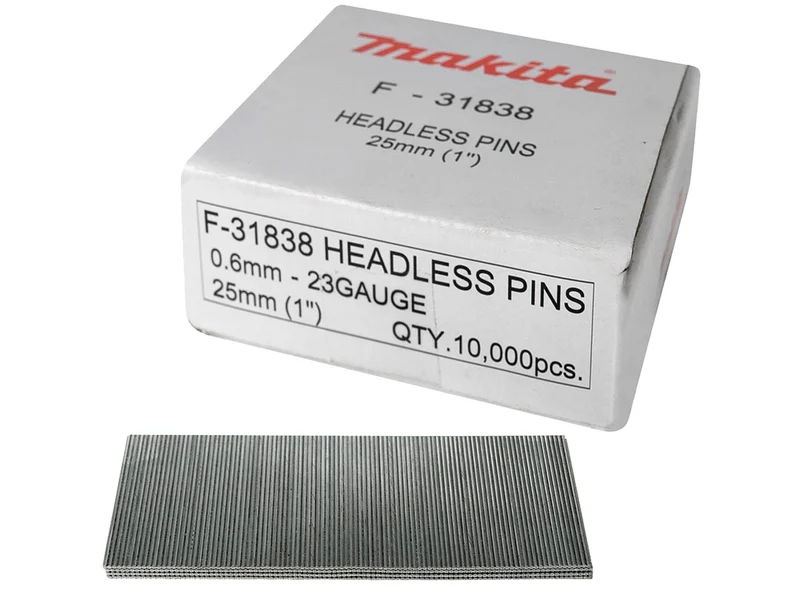 Makita F-31838 25mm Bright Headless Pins for BPT/DPT Nailers 10000pk