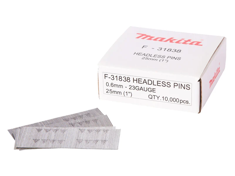 Makita F-31838 25mm Bright Headless Pins for BPT/DPT Nailers 10000pk