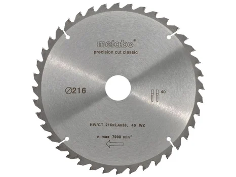 Metabo 628060000 216mm x 30mm 40T Wood Circular Saw Blade