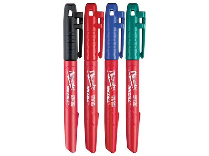 Milwaukee MIL48223106 INKZALL Fine Tip Colour Marker Set of 4