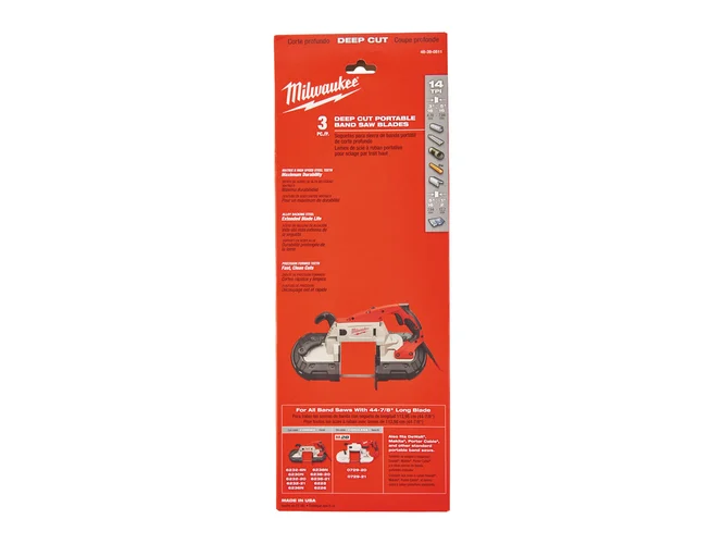 Milwaukee 48390511 Pack of 3 1140mm 14TPI Portable Bandsaw Blades-Thomas