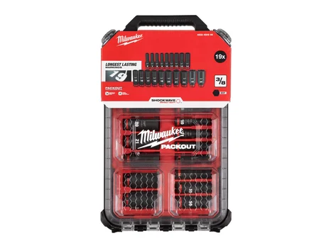 Milwaukee 4932480946 3/8” Packout Shockwave Impact Duty Socket Set (19pc)