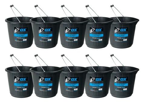 OX Tools OX-T110715/10 Trade 15L Black Bucket 10pk