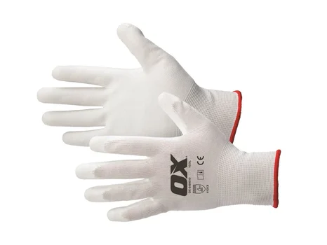OX Tools OX-S484510 OX White PU Flex Decorators Glove Size 10 XL