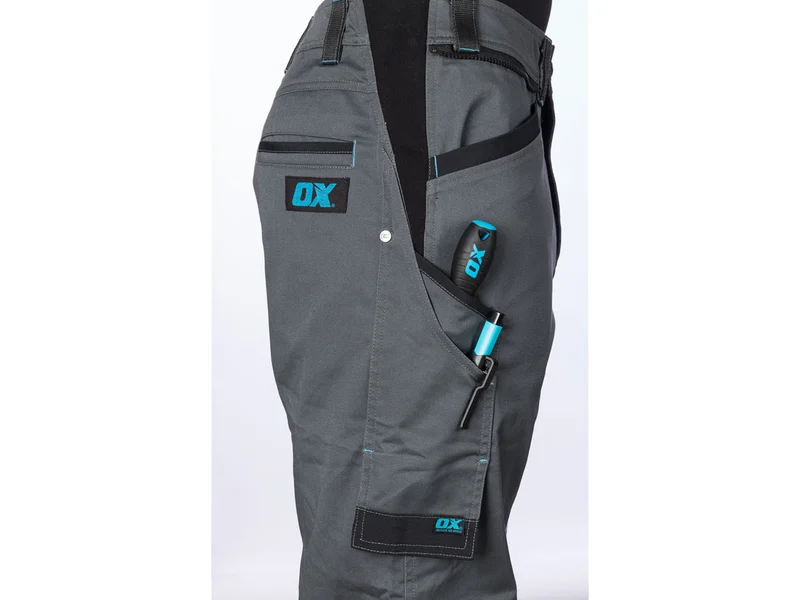 OX Tools OX-W554240 40in Grey Heavy Duty Flex Waist Work Trousers