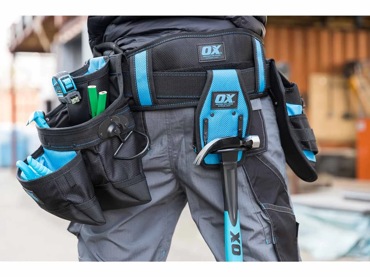 Ox Tools Pro 3 in. Small/Medium Dynamic Nylon Tool Belt, Blue/Black