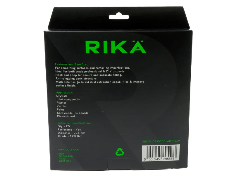 RIKA ABRR019X3 Drywall Sanding Disc perforated 225mm 120 Grit 75pk