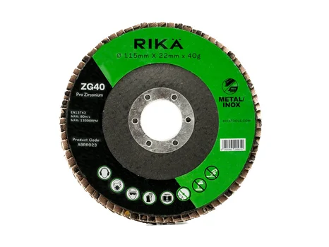 RIKA ABRR023X10 Flap Disc Pro Zirconium 115mm x 22mm x 40g 10pk