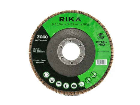 RIKA ABRR024X10 Flap Disc Pro Zirconium 115mm x 22mm x 60g 10pk