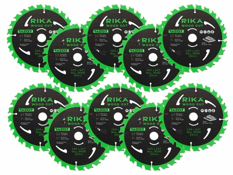 RIKA TCTR004X10 165mm x 20mm 24T Wood TCT Circular Saw Blade 10pk