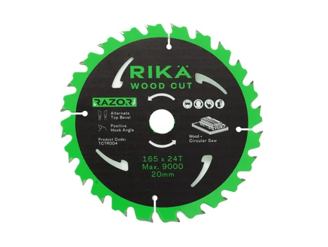 RIKA TCTR004X10 165mm x 20mm 24T Wood TCT Circular Saw Blade 10pk