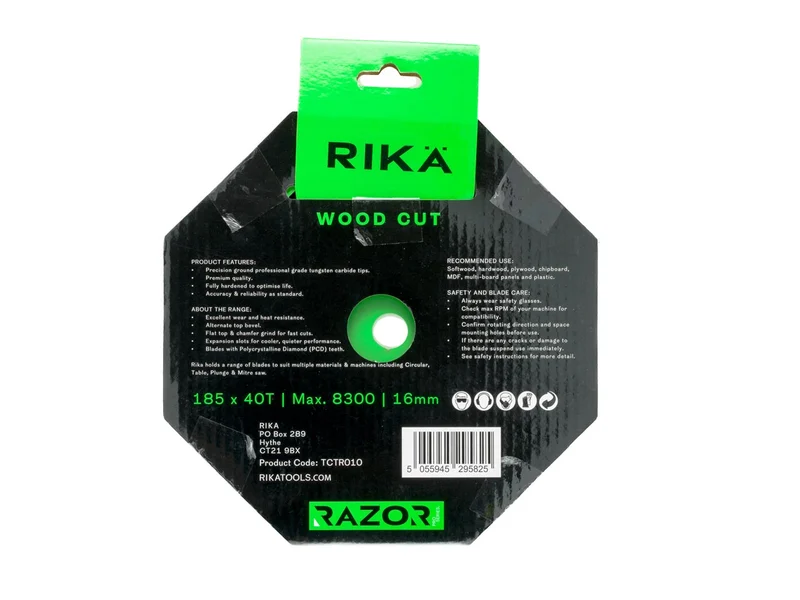 RIKA TCTR010 184mm x 16mm 40T Wood TCT Circular Saw Blade