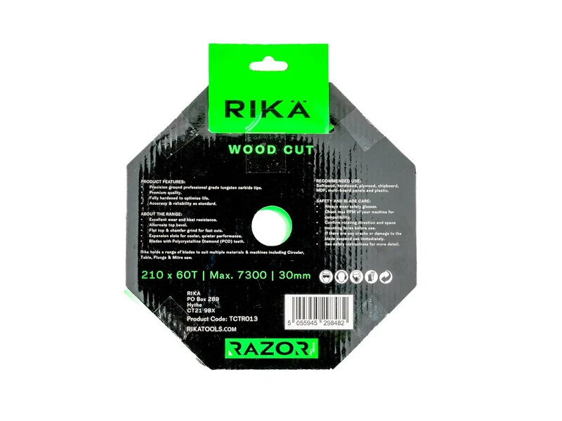 RIKA TCTR013 210mm x 30mm 60T Wood TCT Circular Saw Blade