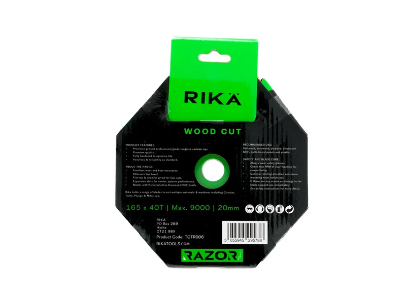 RIKA TCTR00446 Razor Pro 165mm x 20mm x 24T/40T Soft and Hard Wood TCT Circular Saw Blade 3Pk
