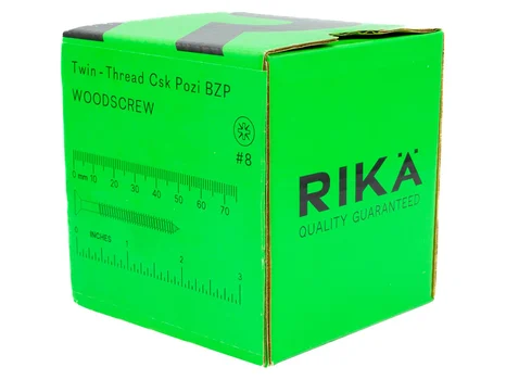 RIKA TWSR023 Woodscrew CSK Twin PZ2 BZP 4.0 x 50mm 200pk