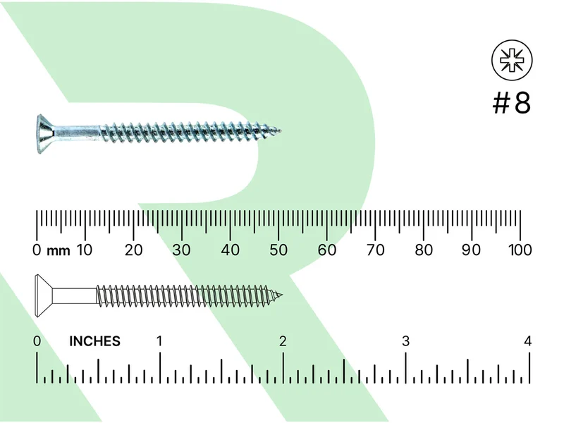 RIKA TWSR023 Woodscrew CSK Twin PZ2 BZP 4.0 x 50mm 200pk