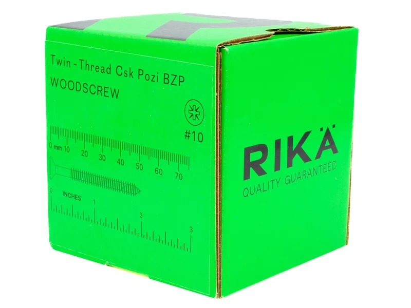 RIKA TWSR032 Woodscrew CSK Twin PZ2 BZP 5.0 x 50mm 200pk