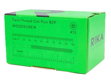 RIKA TWSR044 Woodscrew CSK Twin PZ2 BZP 6.0 x 100mm 100pk