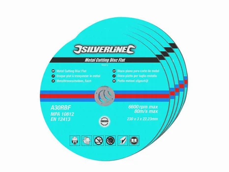 Silverline 186810 Metal Cutting Discs Flat 230 x 3 x 22.23mm 5pk