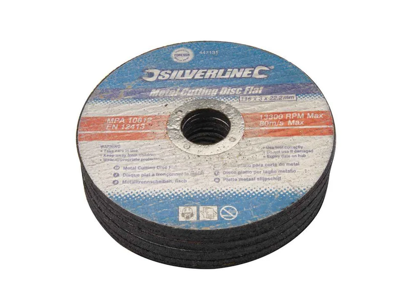 Silverline 447131 Metal Cutting Discs Flat 115 x 3 x 22.23mm 10pk