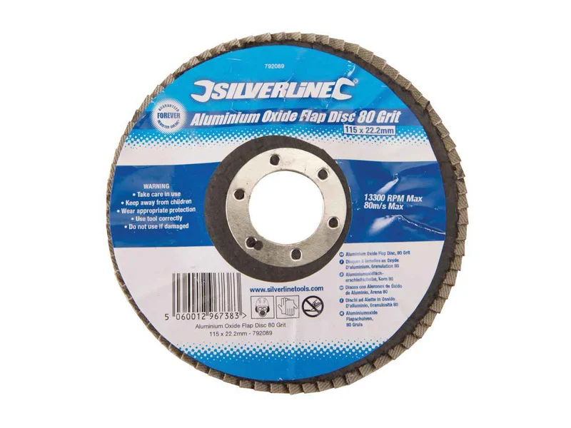 Silverline 792089 Aluminium Oxide Flap Disc 115mm 80 Grit