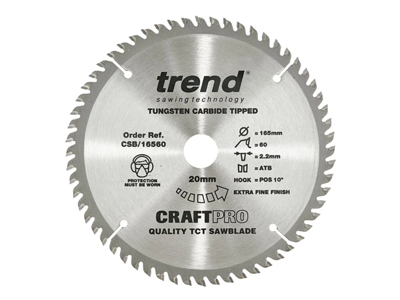 Trend CSB/16560 165mm x 20mm x 60T Wood Craft Circular Saw Blade
