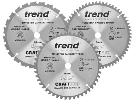 Trend CSB/CC184/3PK 184mm x 16mm 24/48/60T Craft Saw Blade 3pk