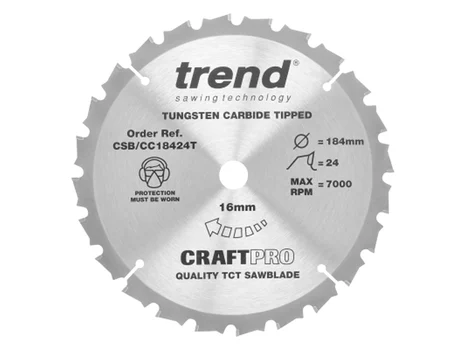 Trend CSB/CC184/3PK 184mm x 16mm 24/48/60T Craft Saw Blade 3pk