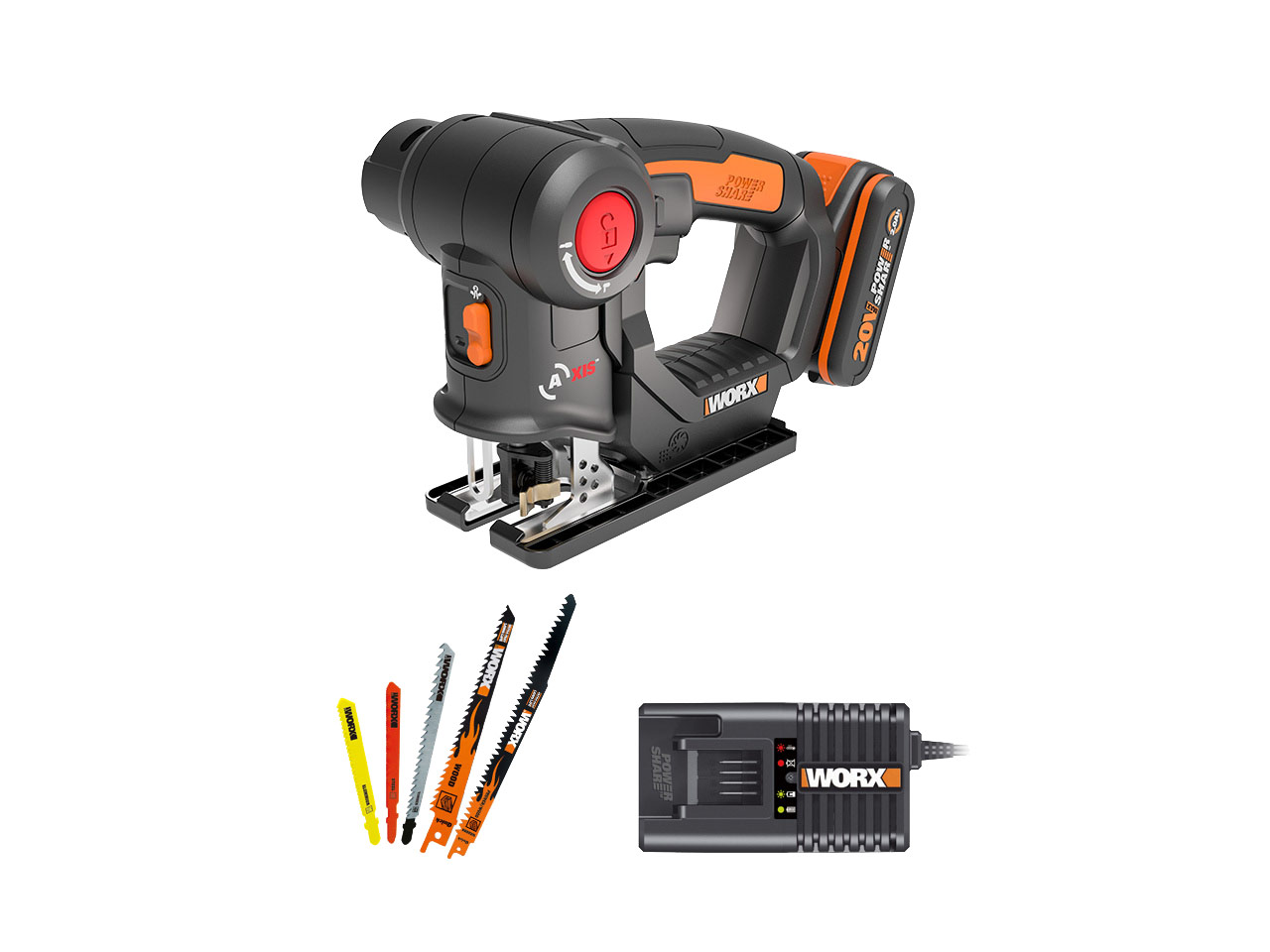 Worx WX550.2 20V 1 x 2.0Ah AXIS Multipurpose Saw Reciprocating. Jigsaw