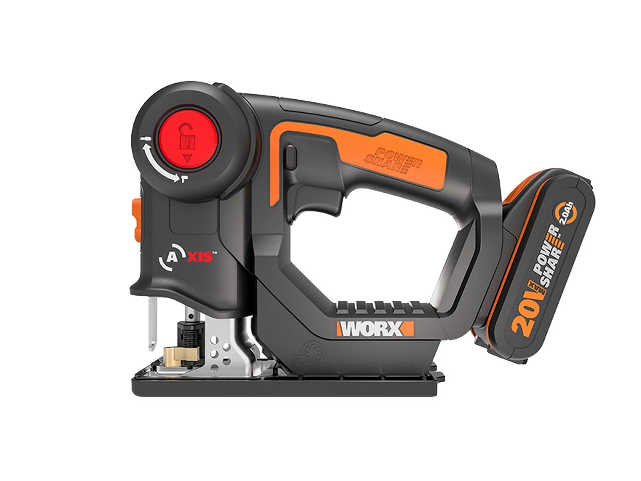 Worx WX550.2 20V 1 x 2.0Ah AXIS Multipurpose Saw Reciprocating. Jigsaw