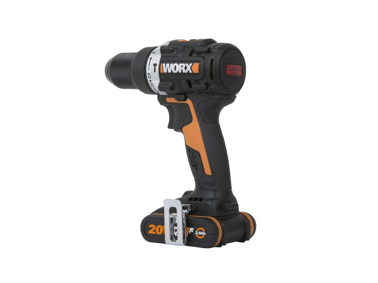 Worx WX352 20V 2x2Ah Cordless Brushless Combi Drill Kit