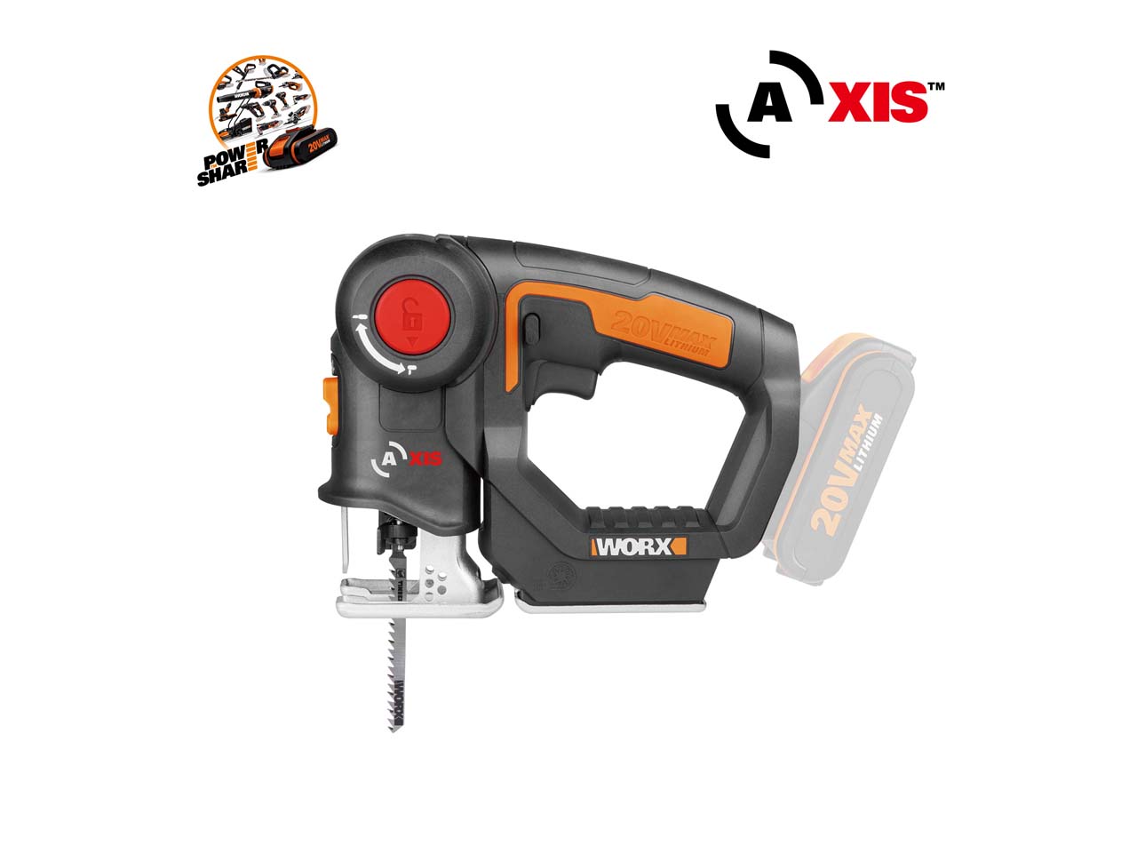 Worx WX550.9 20V AXIS Recip saw Jigsaw Bare Unit