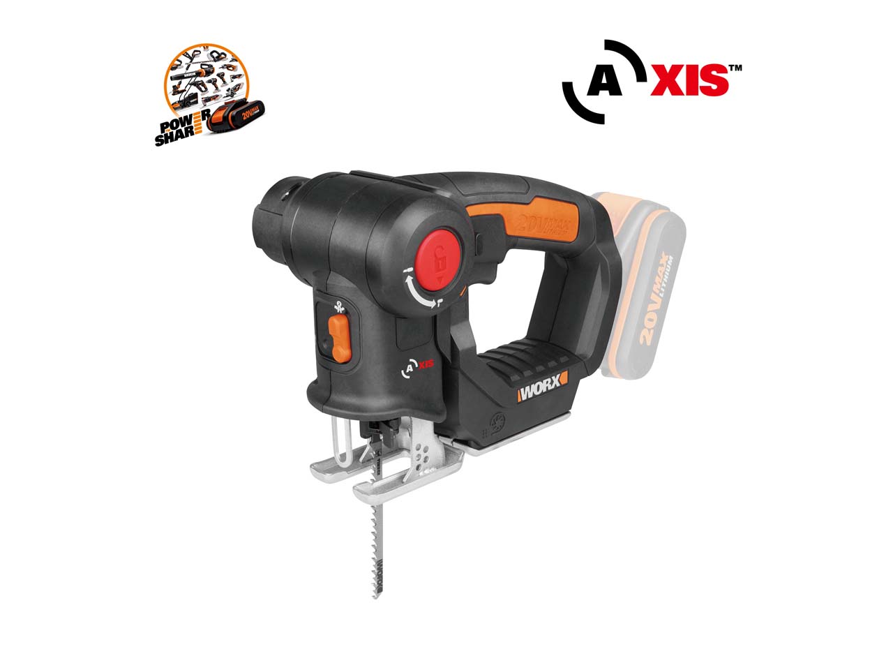 Worx WX550.9 20V AXIS Recip saw Jigsaw Bare Unit