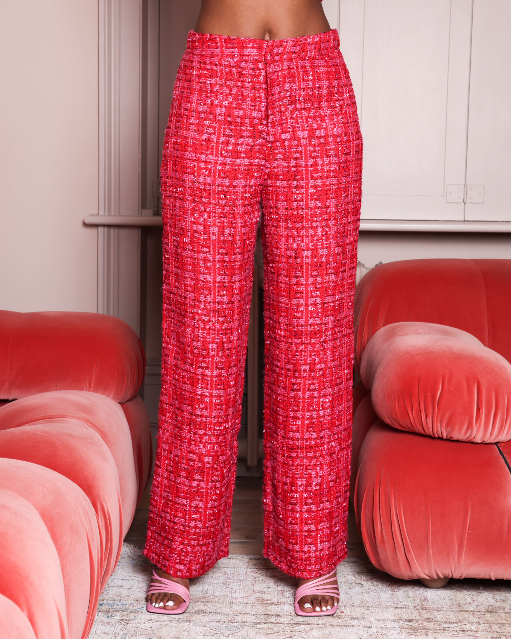 Penny Ponte Wide Leg Trouser  Red  WYSE London