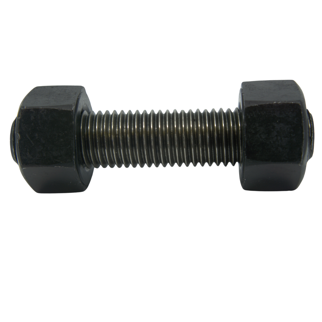 ASTM A193 B16 Threaded Stud Assembly with (2) A194 2H Nuts, Steel, 8 1/4" Length (FTF), 1 1/8"-8 Thread Size